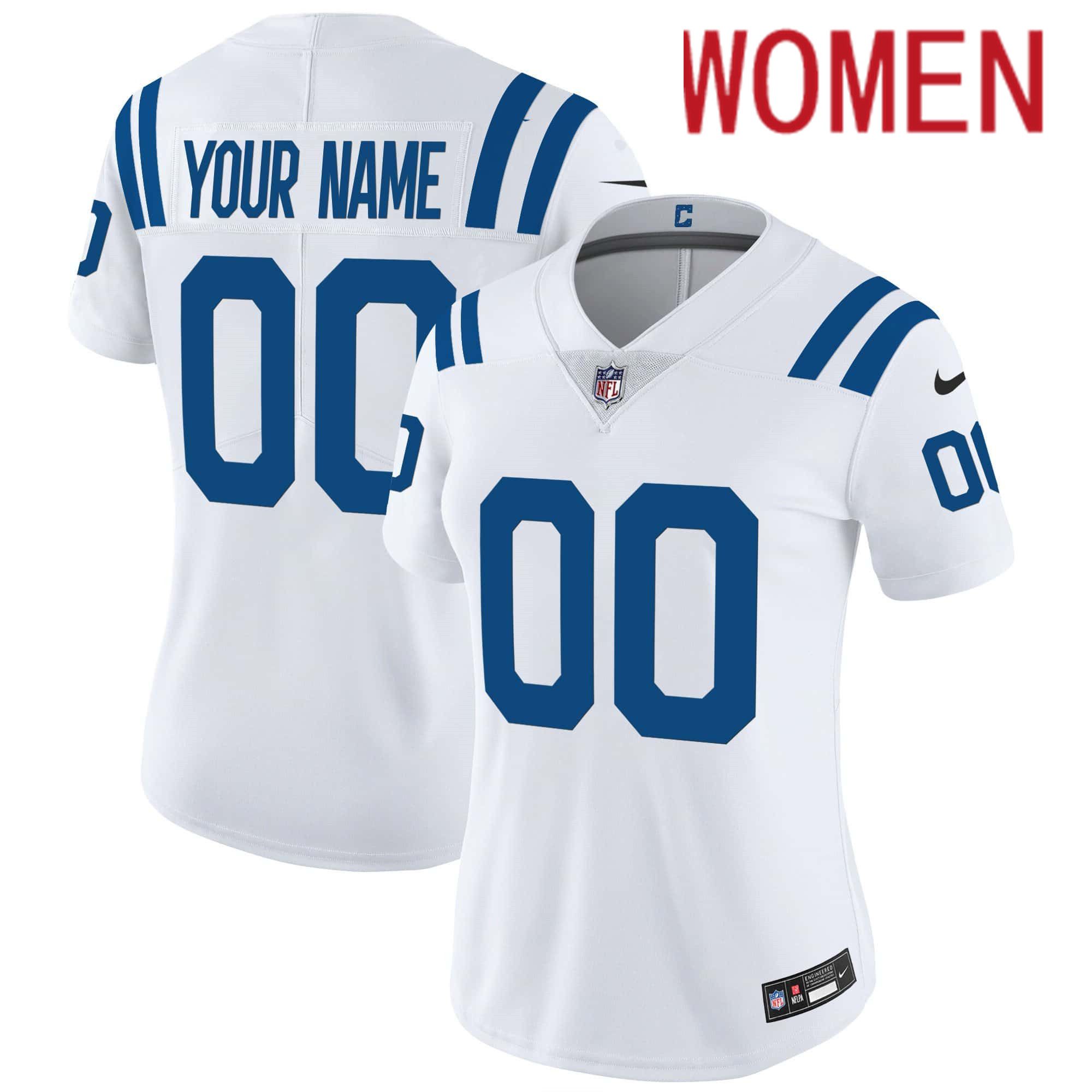 Women Indianapolis Colts White 2024 Nike Vapor Limited Custom NFL Jersey